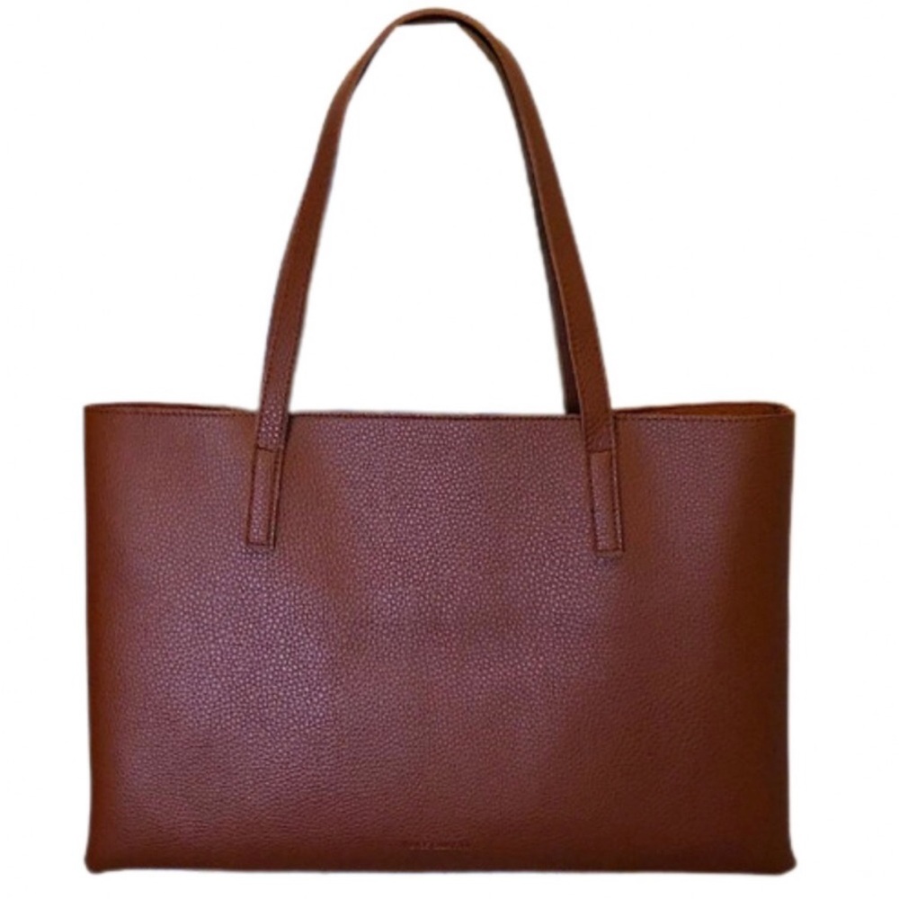 VINCE CAMUTO Tumbled Faux Leather Tote,Rich Chestnut Brown,Black Stripe.NWOT NEW - Picture 5 of 16